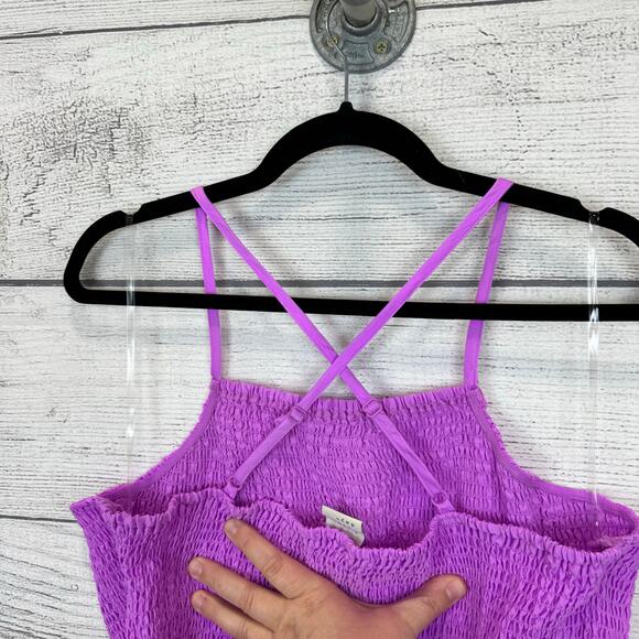 A New Day Plus Size Purple Smocked Spring Crop Tank Size XXL - Picture 4 of 6